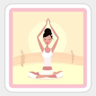 Vintage Yoga Woman Illustration Sticker